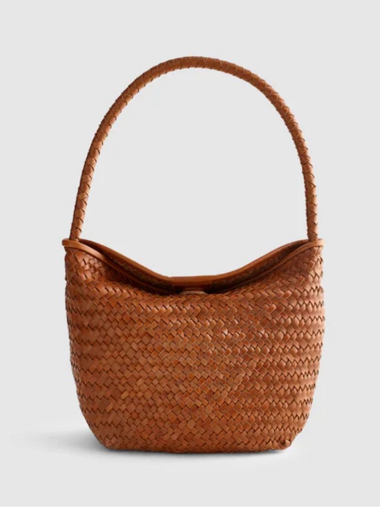 Madewell Handbags - NWT Madewell Woven Leather Shoulder Bag in Cognac Brown
